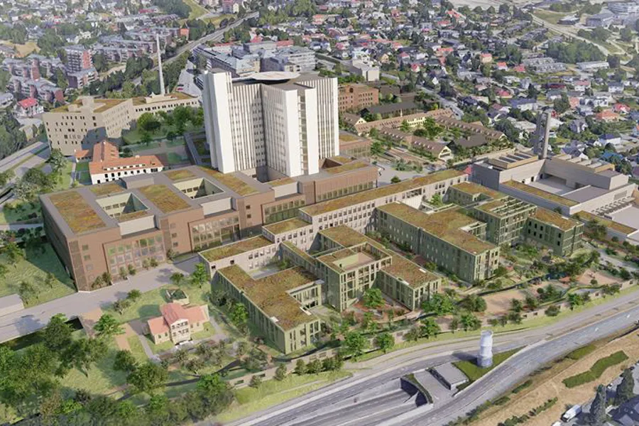 Skisse som viser hvordan nye Aker sykehus vil bli seende ut